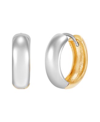 Huggies Earrings in 10k Yellow and White Gold
