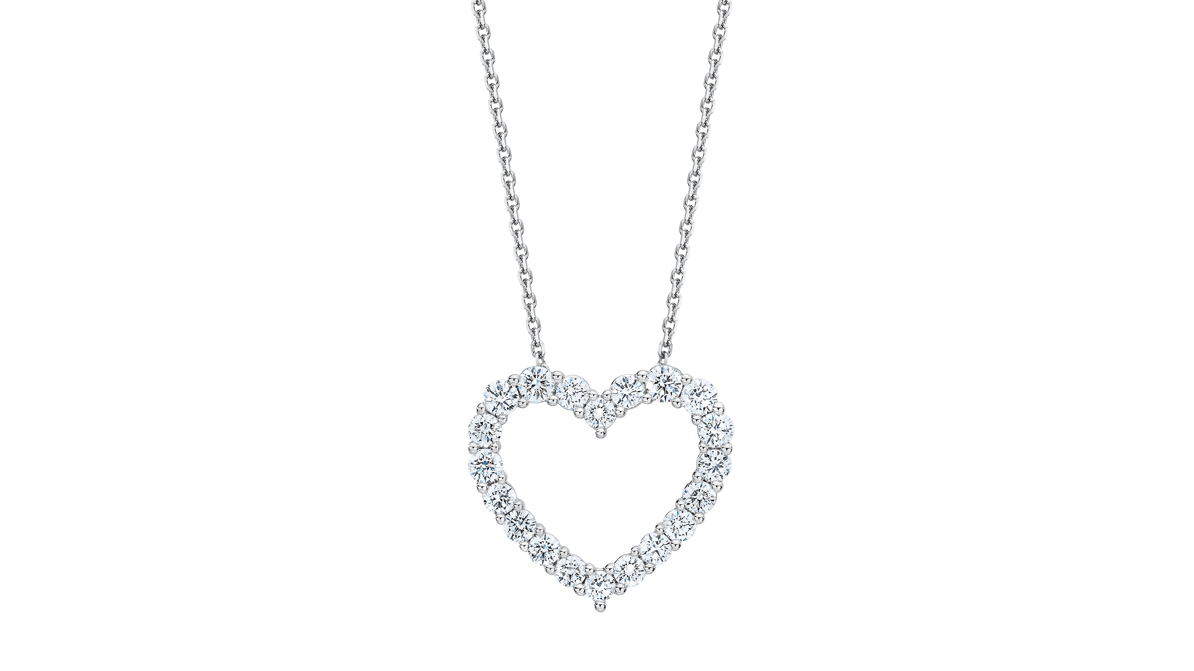 Macy's Diamond (1 ct. t.w.) Heart Pendant Necklace in 14k White Gold