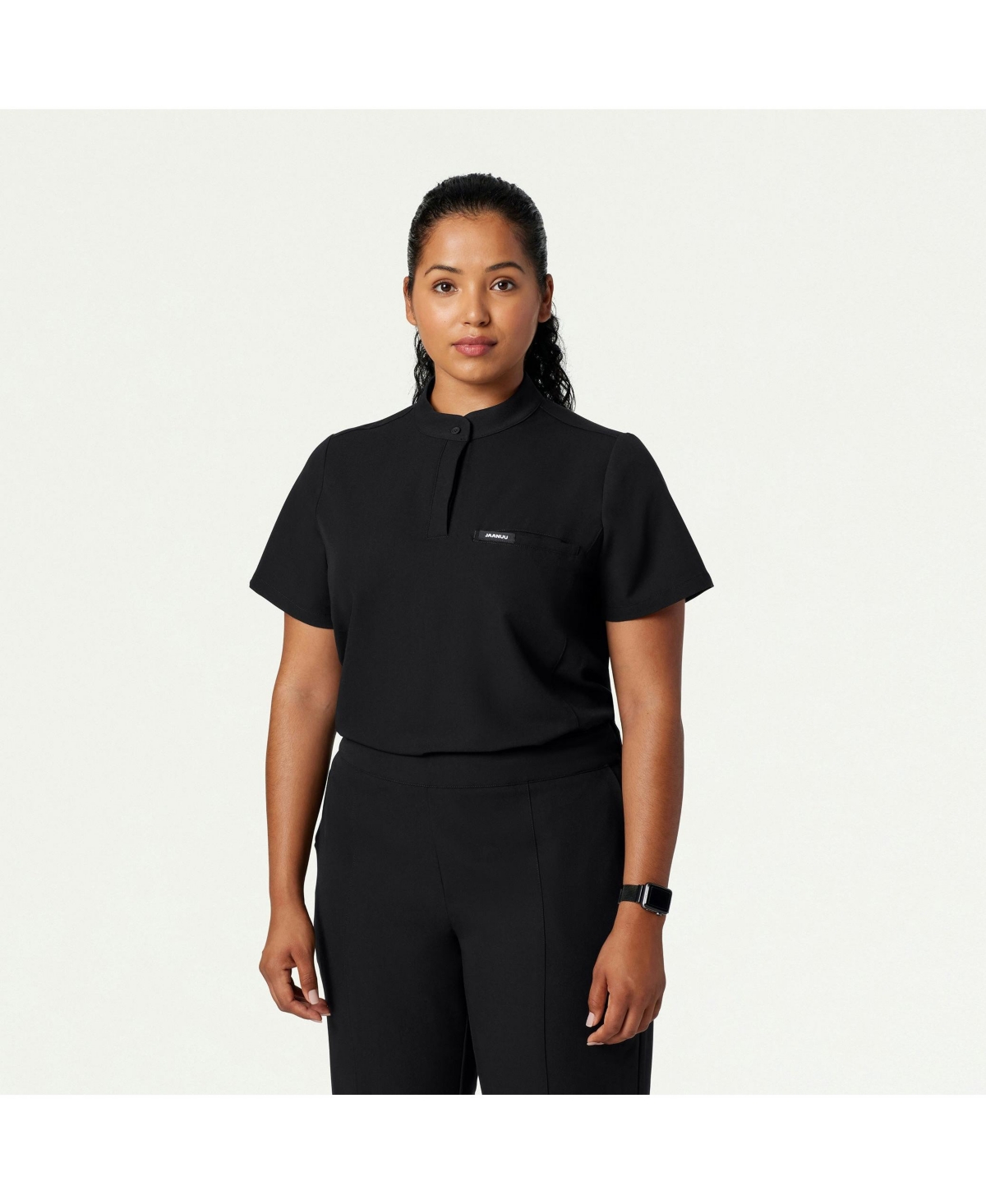 Jaanuu Women's Savi 1-Pocket Classic Banded Collar Scrub Top