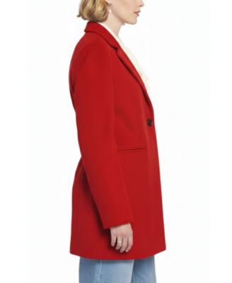 Women's Melton Coat with Printed Lining Trench