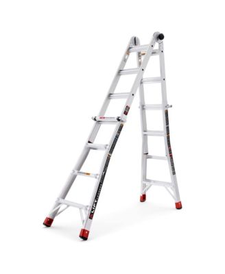 18 Foot Reach 5 in 1 Multi Position Aluminum Step Ladder, Silver