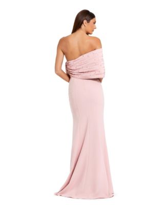 Women's Beaded Off-the-Shoulder Satin Trumpet Gown