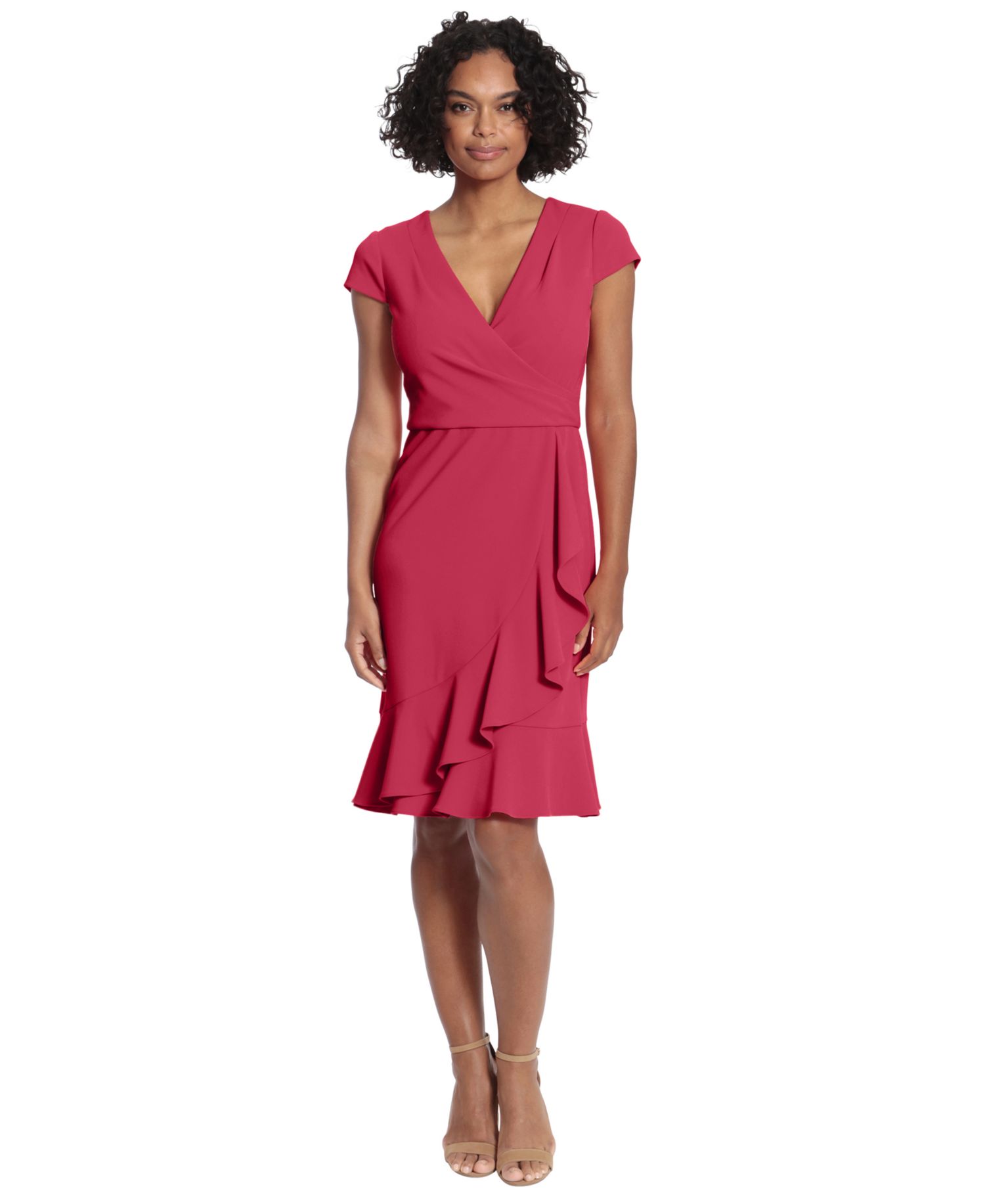 Women's Faux-Wrap Ruffle-Trim Dress