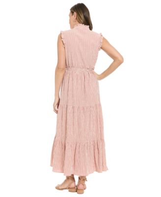 Women's Striped Tiered Ruffle-Trim Maxi Dress