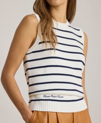 Petite Striped Sleeveless Sweater
