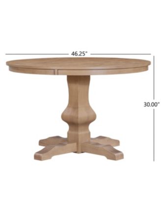  Rustic Wire-Brushed Round Dining Table with Pedestal Base