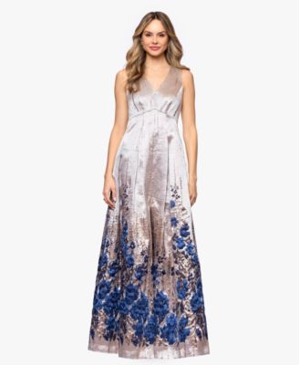 Betsy & Adam - Petite Printed A-Line Long Dress