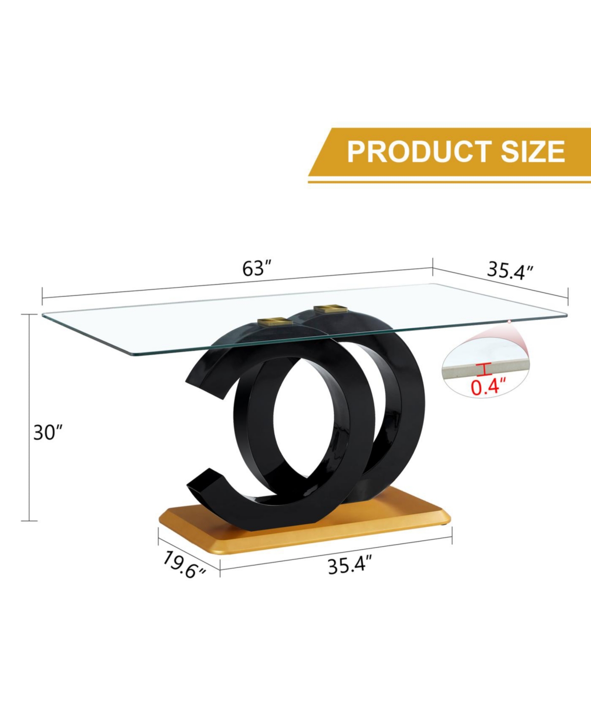 Streamdale Furniture Streamdale Modern minimalist rectangular glass dining table for 6-8 people