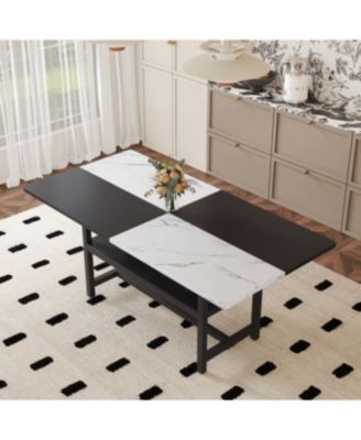 Streamdale 71" Black and White Checkered Table