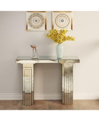 Streamdale Mirrored Console Table Bling Silver Mirror Entryway Desk Modern Rectangle Sofa Table