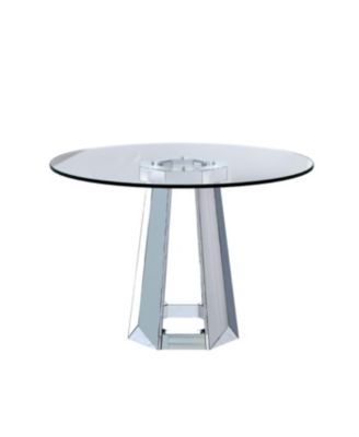 Modern minimalist round glass dining table with round base