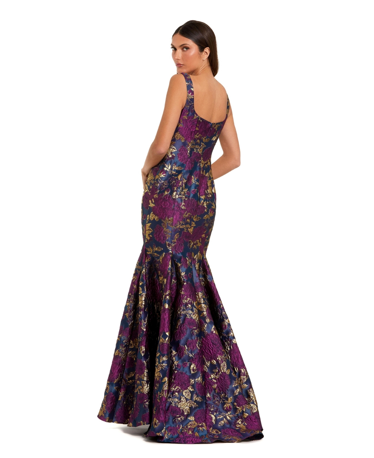 Mac Duggal Women's Sleeveless Floral Brocade Trumpet Gown