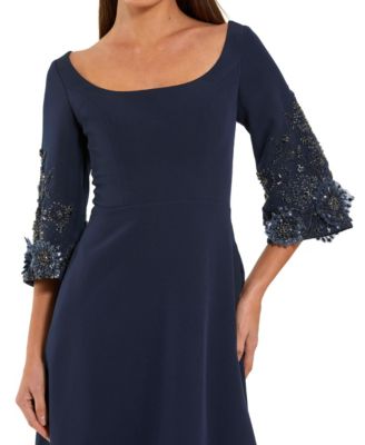 Women's Floral Embellished Sleeves Crepe Gown