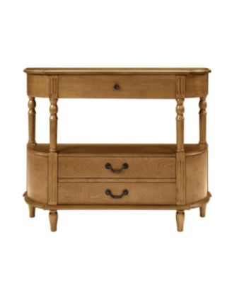 Streamdale Retro Curved Wood Console Table with 3 Drawers, 43" Entry Table with Storage Shelf, Brown