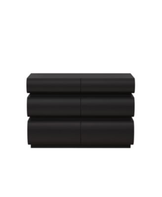 Streamdale 6-Drawer Black Dresser, Modern Wide Storage Chest (SKU:W757P235728