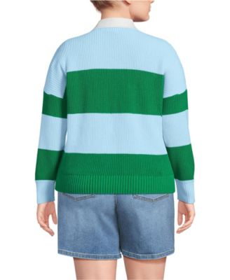 Plus Size Drifter Rugby with Woven Collar Sweater