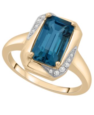 London Blue Topaz (2-3/8 ct. t.w.) and Diamond (1/20 ct. t.w.) Octagon Ring in 14k Gold Over Sterling Silver