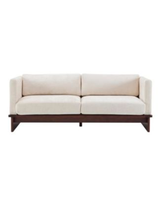 Beige 77" Modern Boucle 3-Seater Sofa with Solid Wood Base