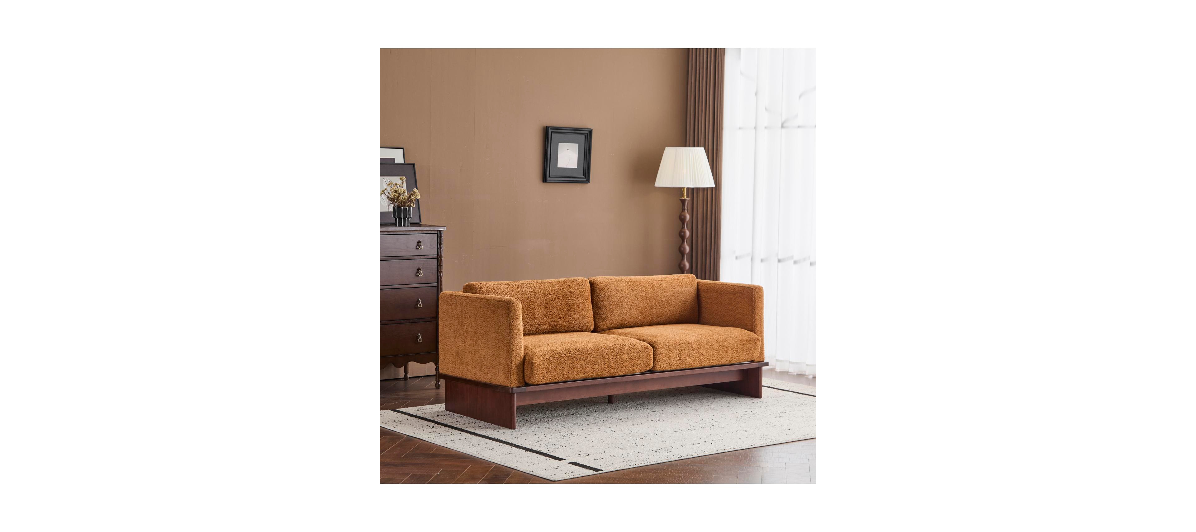 Streamdale Furniture Beige 77" Modern Boucle 3-Seater Sofa with Solid Wood Base