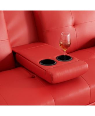 Red Multifunctional Double Folding Sofa Bed with Coffee Table