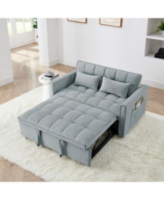 Streamdale 54.33" Foldable Sofa Bed - Modern Velvet Pull-Out Couch (Light Gray)