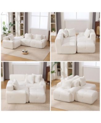 Streamdale 104.3" 4-Piece L-Shaped Upholstered Modular Sectional Sofa, Ivory