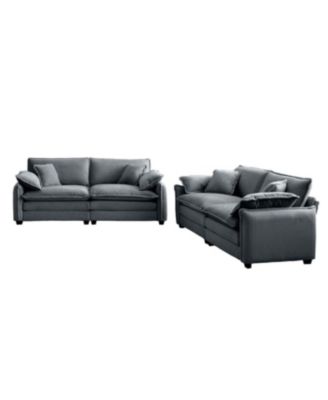 Modern Grey Corduroy Two-Piece 2-Seater Sofa Set