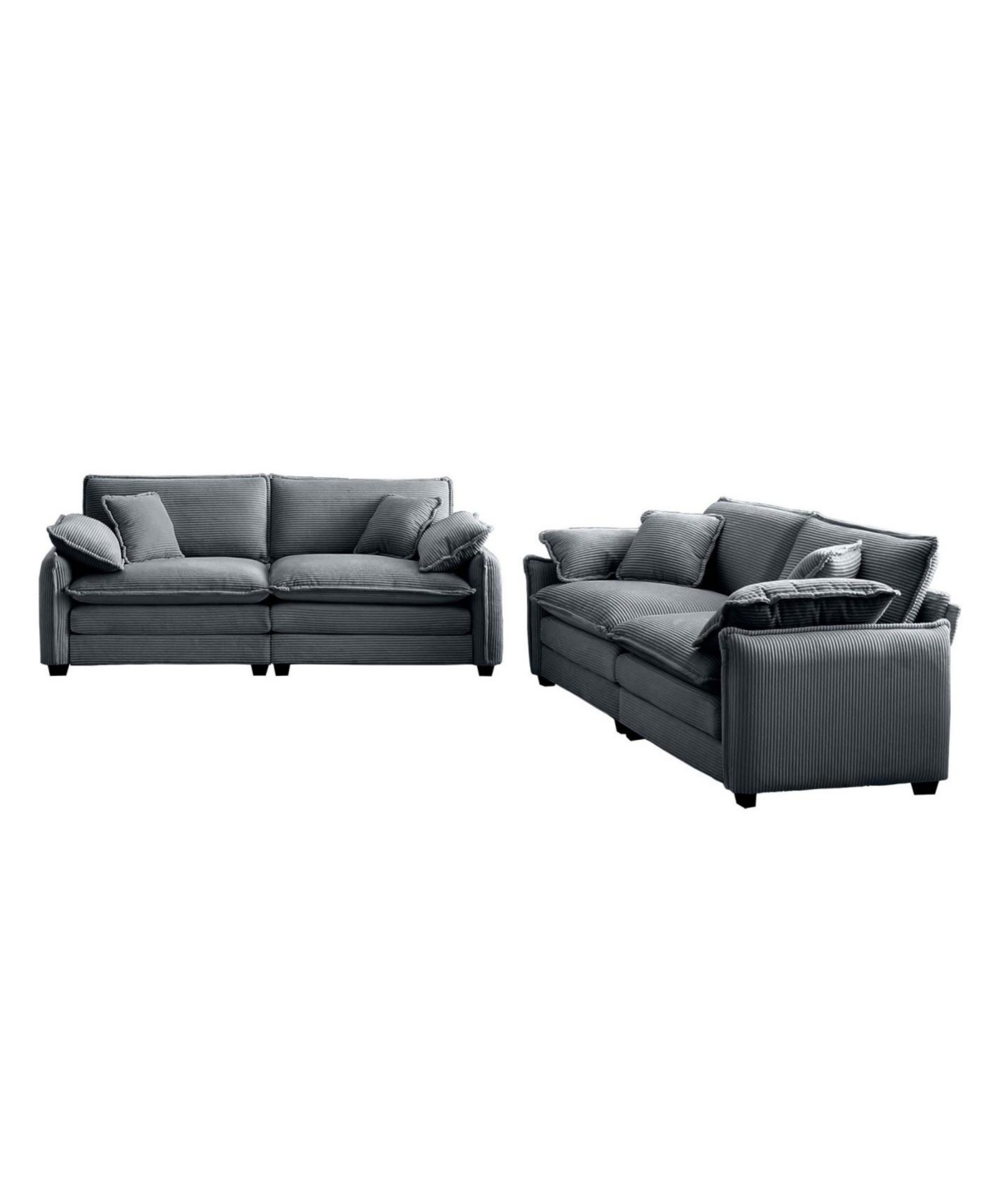 Streamdale Furniture Modern Grey Corduroy Two-Piece 2-Seater Sofa Set