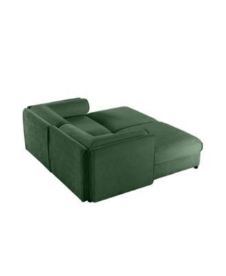 Stylish Green Chenille 2-Seater Sofa with 2 Ottoman Storage Seats