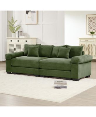 Streamdale 92" Oversized Cloud Modular Sectional Couch, Corduroy, Green