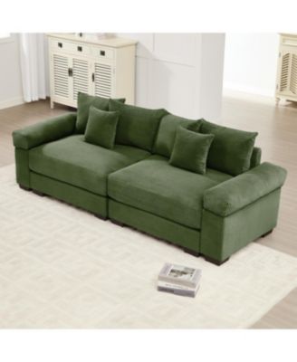Streamdale 92" Oversized Cloud Modular Sectional Couch, Corduroy, Green