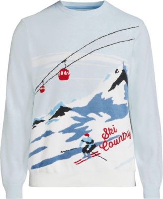 Men's Long Sleeve Fine Gauge Holiday Crew Neck Sweater