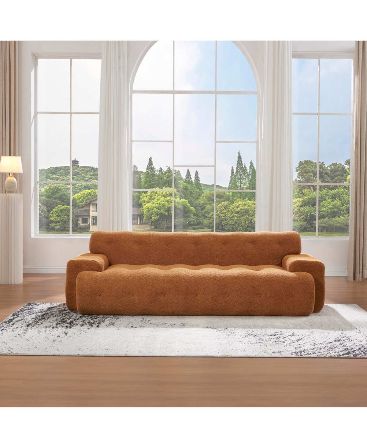 Streamdale Furniture 88" Cloud 3 Seater Boucle Sofa with Button Tufted Comfy Upholstered Couch, Nomad