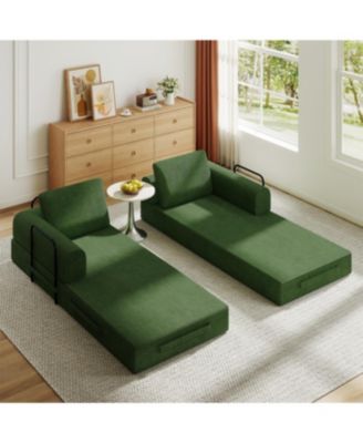 Convertible Sleeper Sofa Bed with Pillow - Corduroy Folding Mattress Couch for Living Room