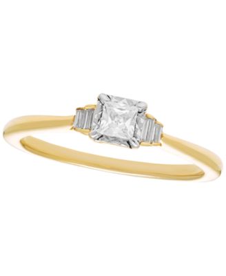 Diamond Princess Engagement Ring (1/4 ct. t.w.) in 10k Two Tone Gold