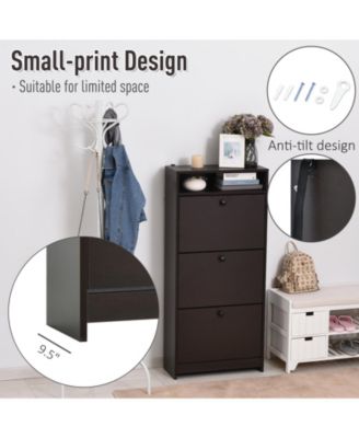 Shoe Storage Cabinet with 3 Large Fold-Out Drawers,