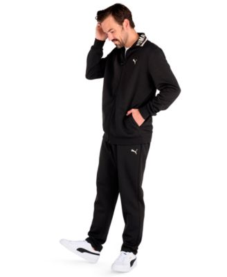 Men's Knit Collar Embroidered Cat Logo Track Jacket