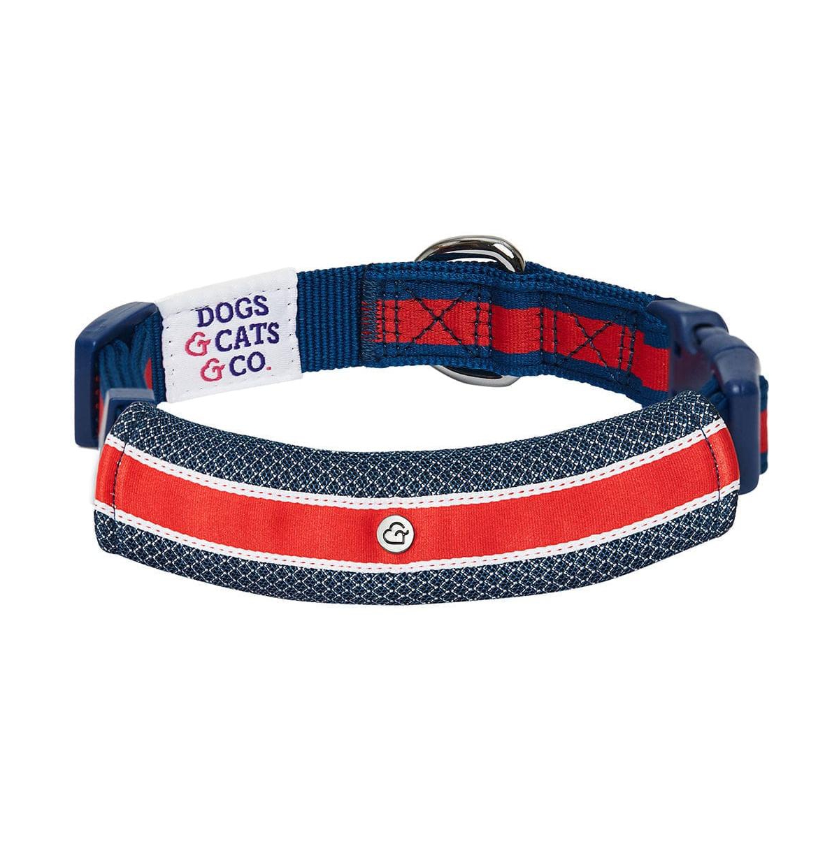 Dogs & Cats Co. Striped Dog Collar with Removable Padded Comfort Cover Red and Pink