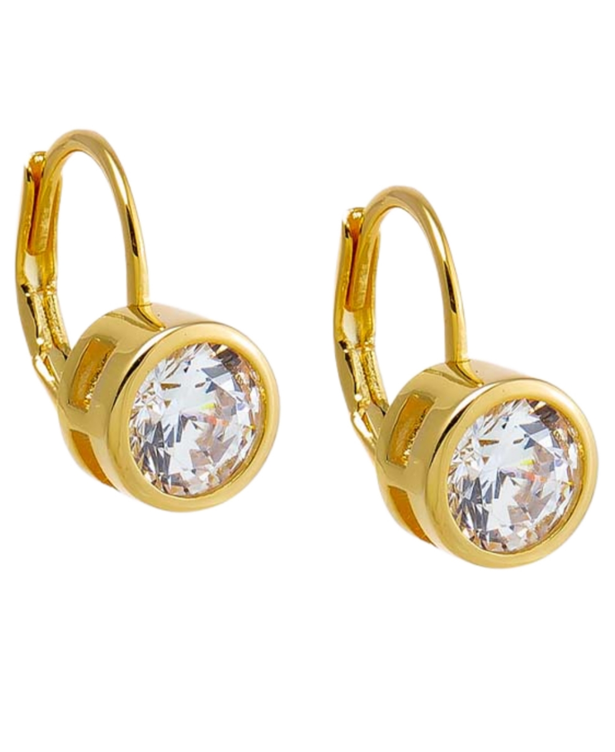 by Adina Eden Cubic Zirconia Gold Plated Bezel Round Baguette Huggie Earrings
