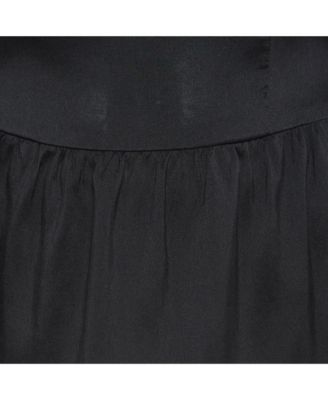 Women's Black Silk Gathered Blouse