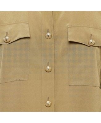 Women's Green Silk Long Sleeve Shirt