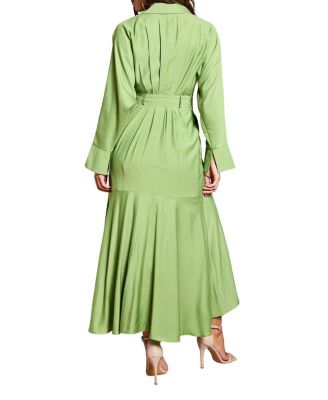 Women's Twill Long Sleeve Wrap Dress With Belt