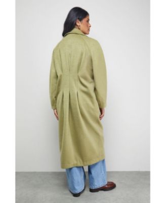 Women's Oversized Pleat Back Detail Maxi Coat