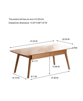 Solid Wood Center Table with Storage Shelf in Natural Finish