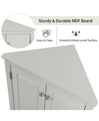 31.5"H Triangle Corner Cabinet, Adjustable Shelves, Kitchen/Home Freestanding Storage