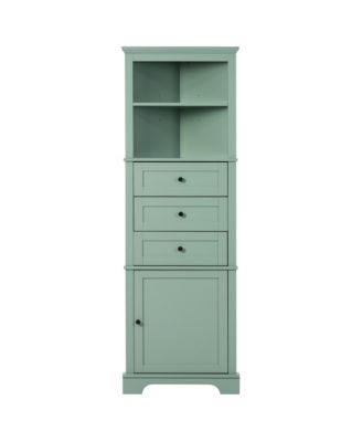 68.9"H Triangle Tall Cabinet with 3 Drawers and Adjustable Shelves for Bathroom/Living Room