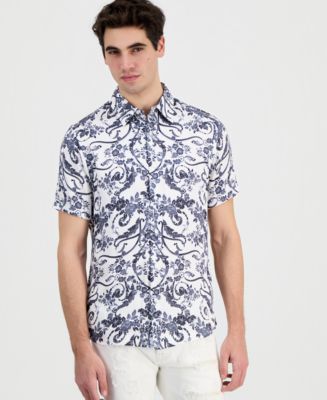 GUESS Men's Wayco Decorative Floral Short-Sleeve Shirt - Macy's