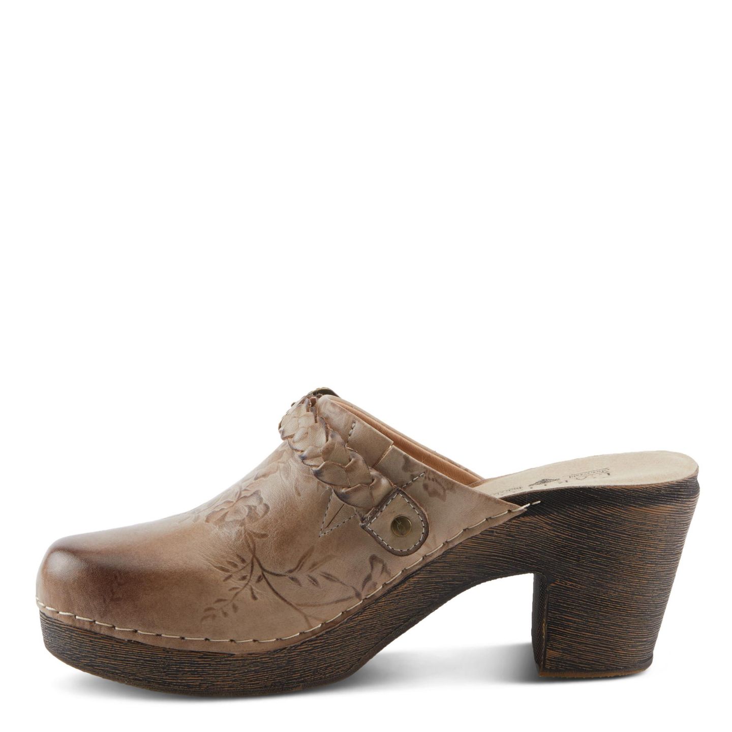 Женские сабо L'Artiste Calliroe Open-Back Clogs Hand-Painted Leather Slip-On With Floral Details, цвет: Бежевый разноцветный — фото 2