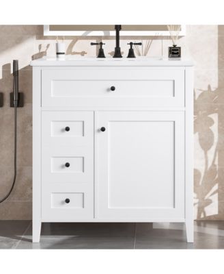 Bathroom Vanity with Sink 3 Drawers and Adjustable Shelf Freestanding Storage