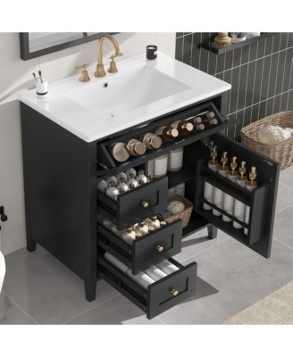 Bathroom Vanity with Sink 3 Drawers and Adjustable Shelf Freestanding Storage